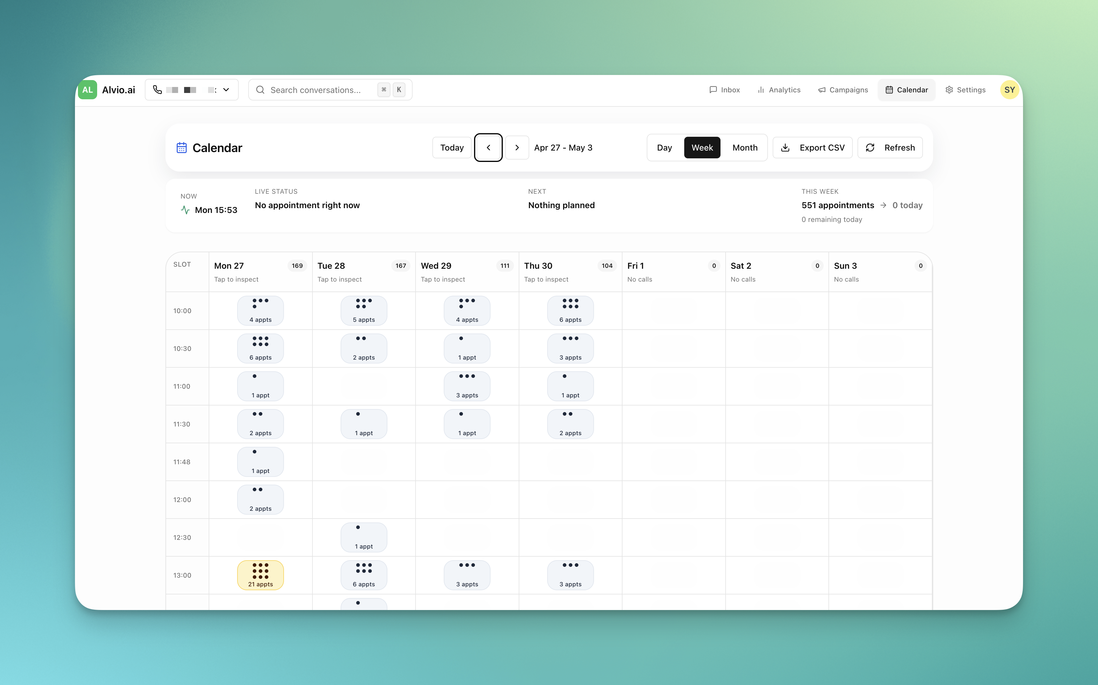 Vue calendrier