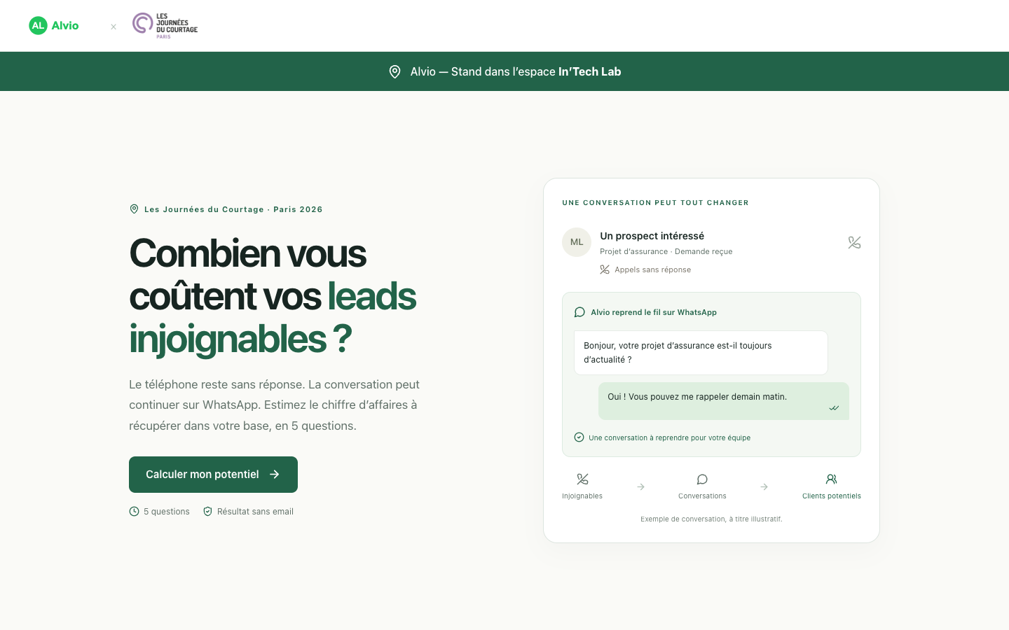 Calculateur du potentiel des leads injoignables présenté au Salon du Courtage