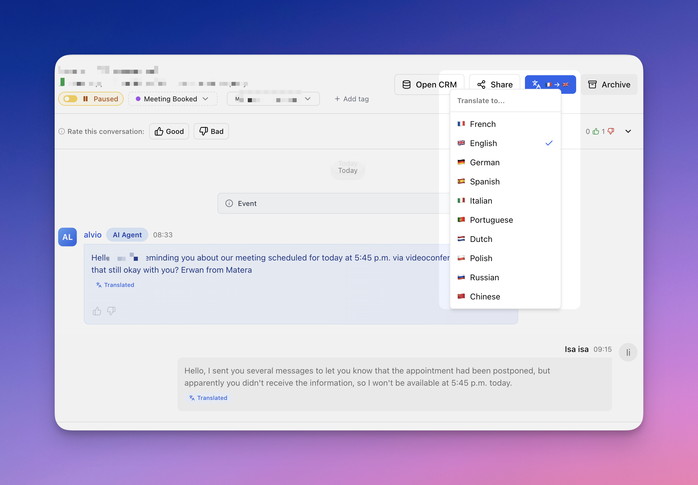 Traduction des conversations