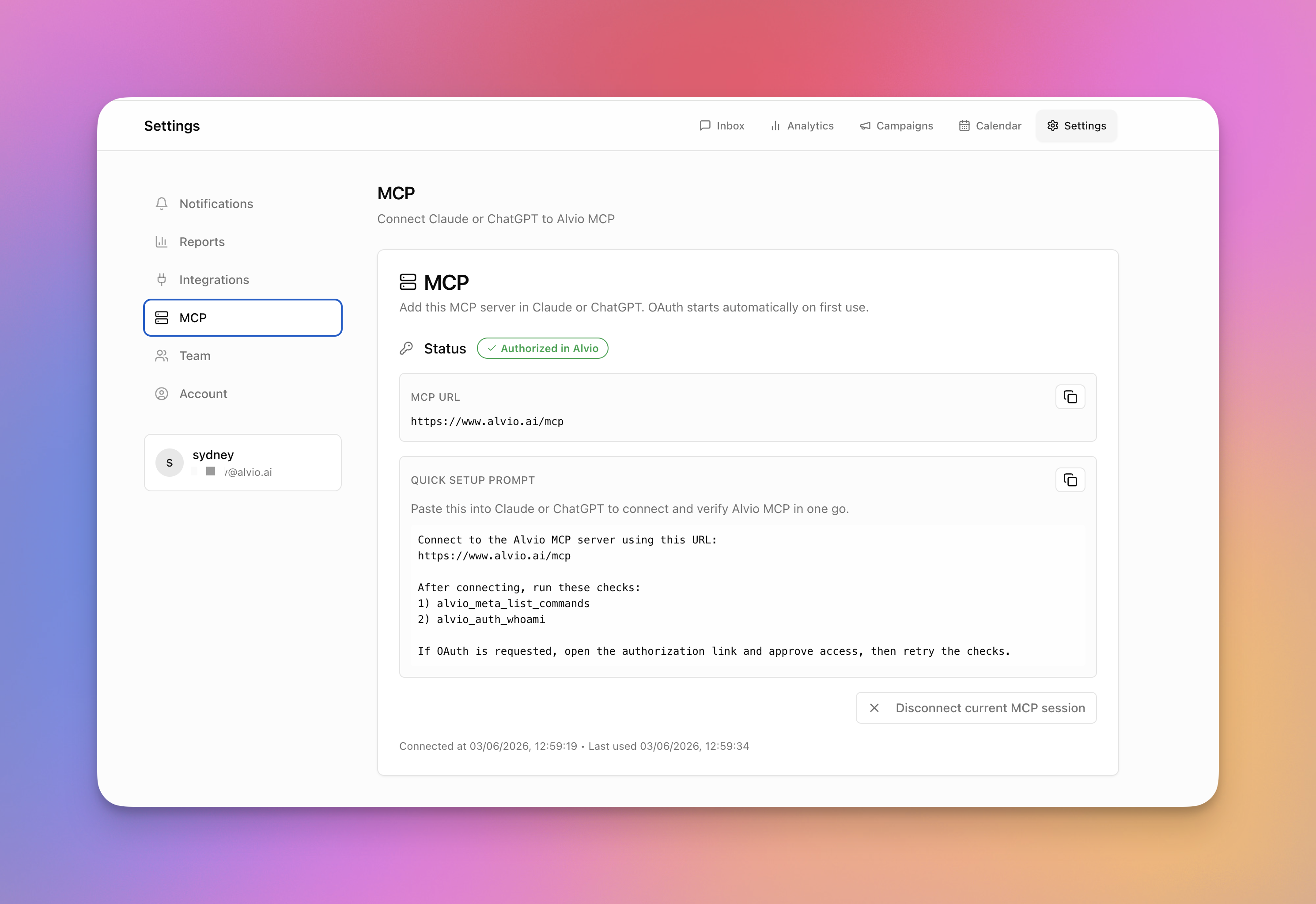 Connexion MCP OAuth